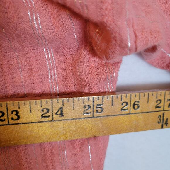 Pilcro Womens Tavi Striped Silver Button Lightweight Blouse Size XL Pink Western - Picture 7 of 10